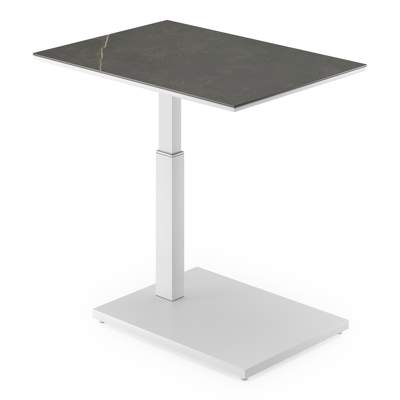 Cesano loungetafel rechthoekig in wit aluminium en volkeramiek Calatorao - L 70 x B 50 x H 44 cm