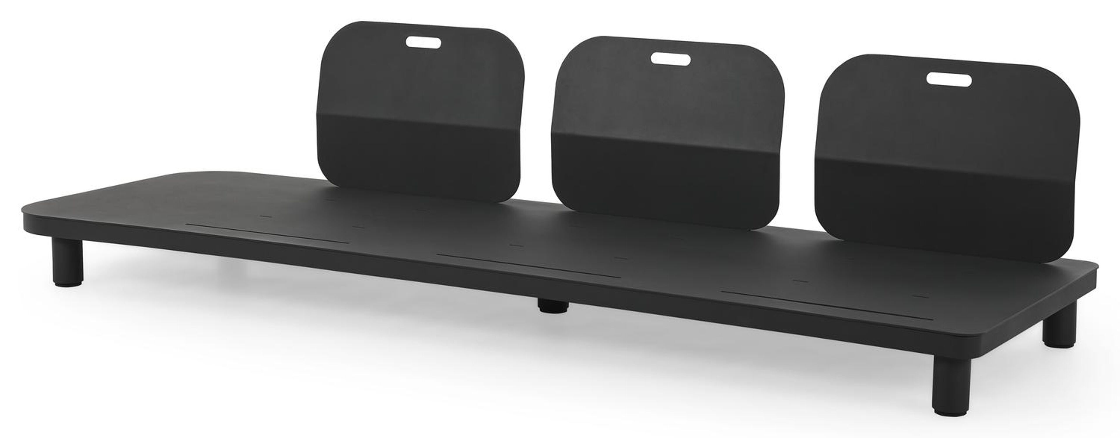 Salon de jardin d'angle Donato en aluminium noir avec coussins en all weather sunbrella® luxe chartres sooty et table basse