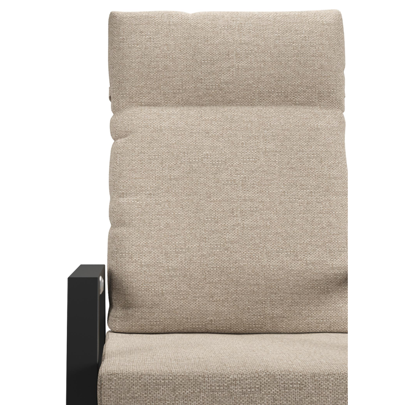 Leon tuinstoel in zwart aluminium en beige textilene met kussen in Rustic Weather+ Softtouch