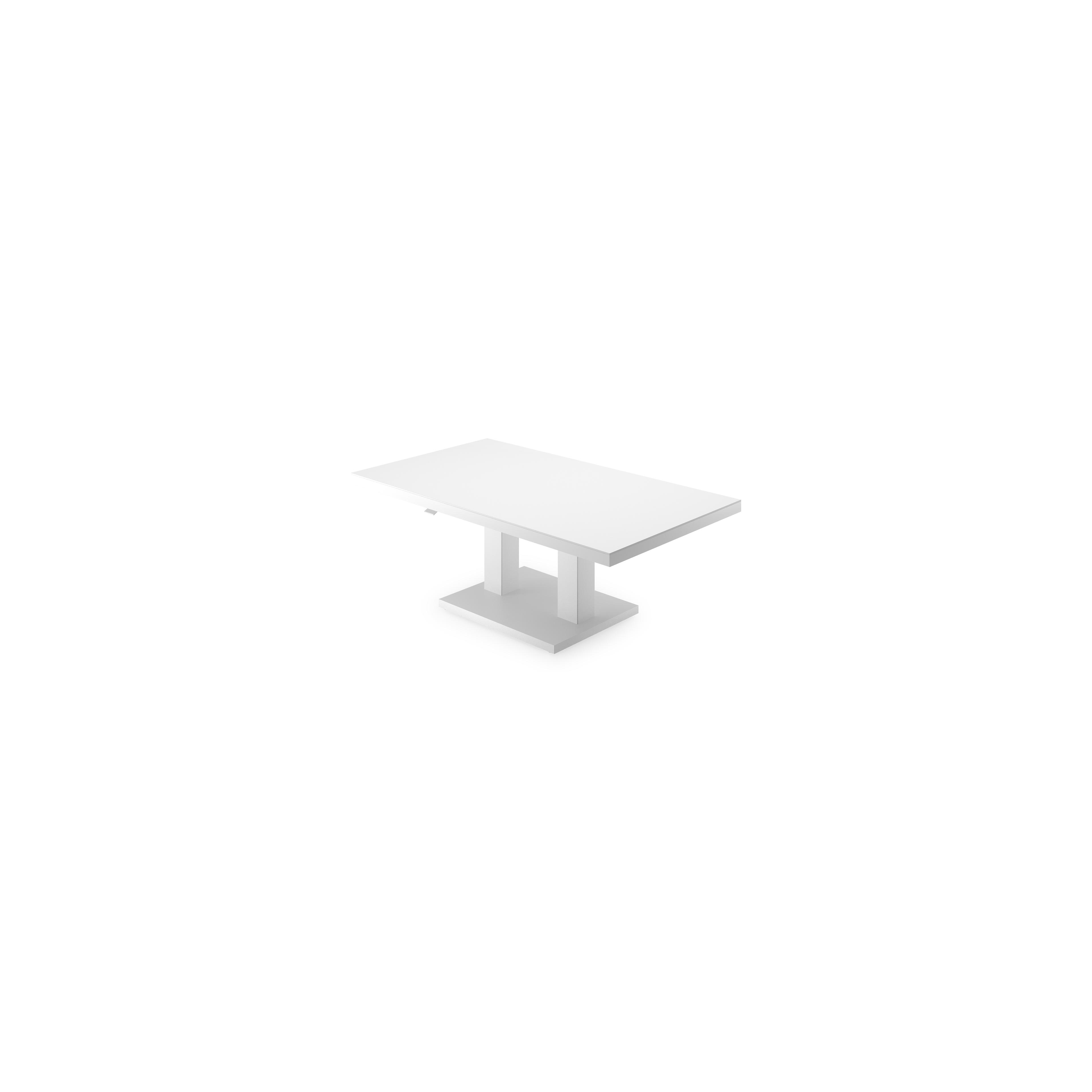 Cirello Pop up loungetafel in wit aluminium en arctic white volkeramiek - L 140 x B 80 x H 72 cm