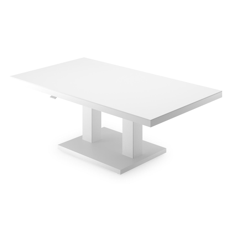 Cirello Pop up loungetafel in wit aluminium en wit volkeramiek - L 140 x B 80 x H 71,6 cm