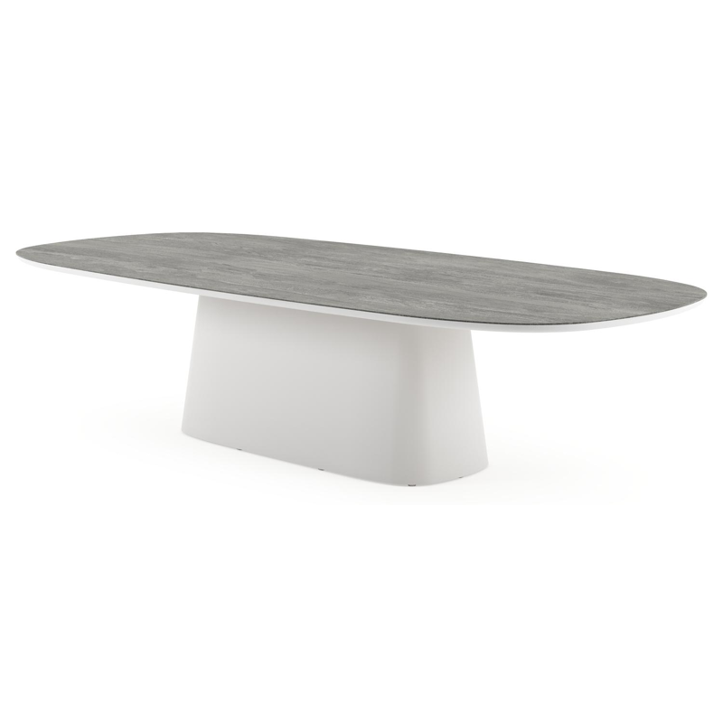 Amico tuintafel bombo xl in wit aluminium en volkeramiek Aspen Grey - L 320 x B 148 x H 73.5 cm