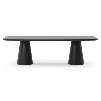 Donato tuintafel bootvorm in zwart aluminium en volkeramiek wulong - L 255 x B 115 x H 73 cm