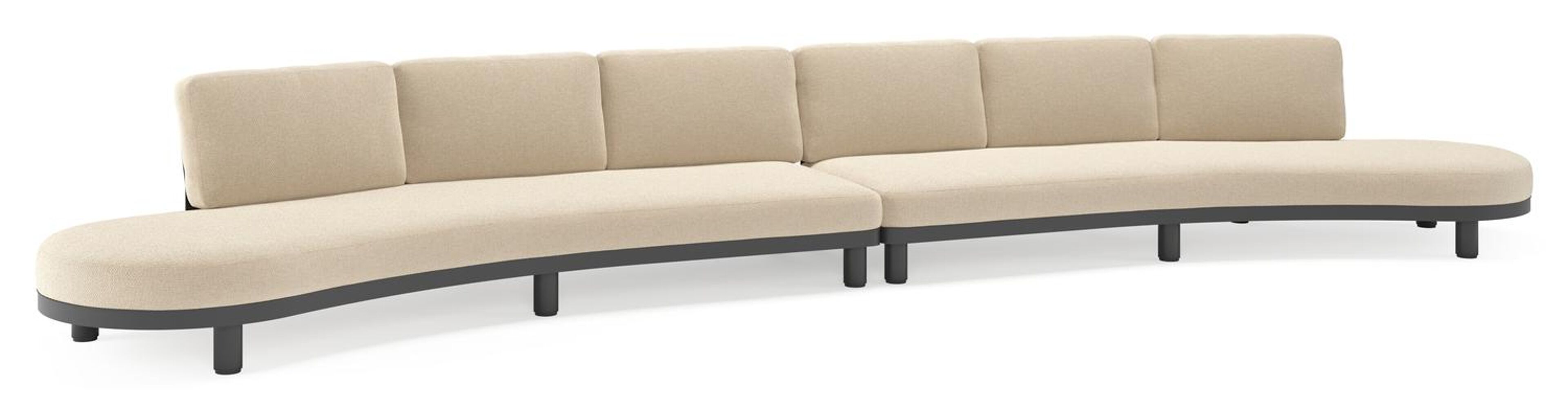 Canapé de jardin Donato en aluminium noir et coussins en all weather cosytica Althea Chalk
