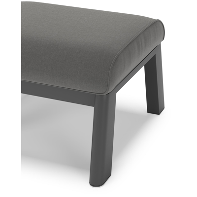 Cirello poef in zwart aluminium met natte charcoal chine all weather sunbrella® luxe kussen