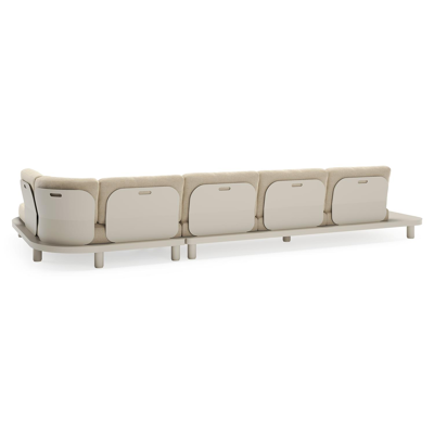 Donato loungehoek in beige aluminium met althea camel all weather cosytica kussen