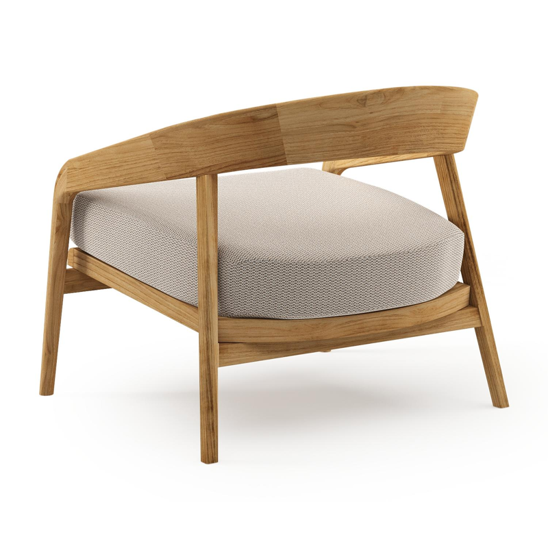 Lacrima loungestoel in teak met lopi fossil all weather Sunbrella® luxe kussen
