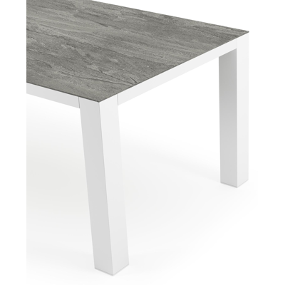 Nano tuintafel in wit aluminium en volkeramiek aspen grey - L 200 x B 100 x H 75 cm