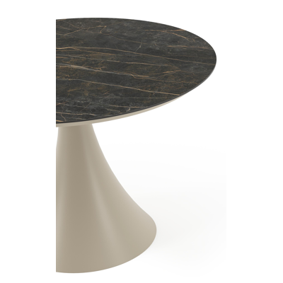 Fano tuintafel rond in beige aluminium en volkeramiek Black Obsession - Dia. 110 x H 75 cm
