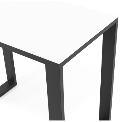 Verato bartafel in zwart aluminium en volkeramiek Arctic White - L 120 x B 70 x H 105 cm