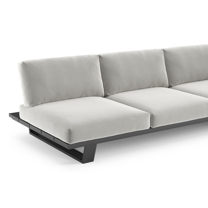 Pagino loungebank in zwart aluminium met lopi ash all weather sunbrella® luxe kussen