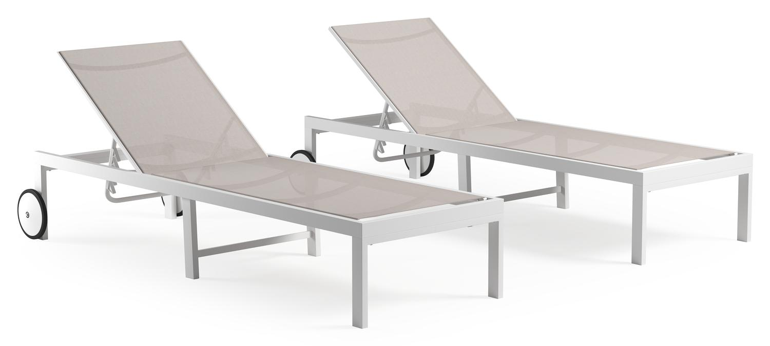 Set van 2 Alba ligbedden in wit aluminium