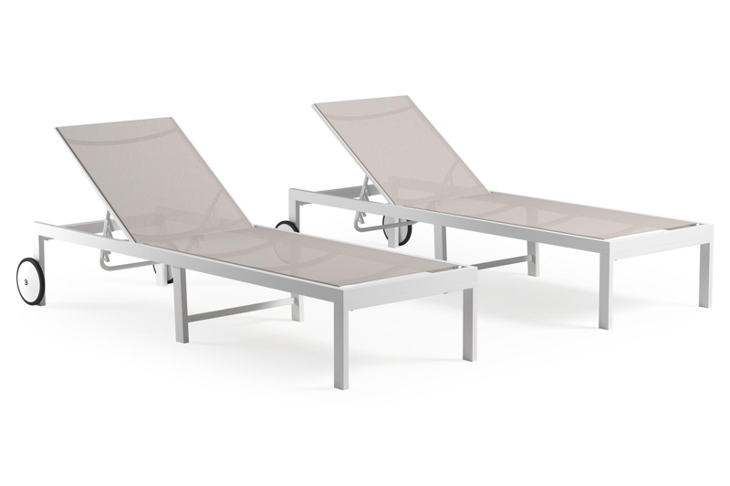 Set van 2 Siena ligbedden in wit aluminium