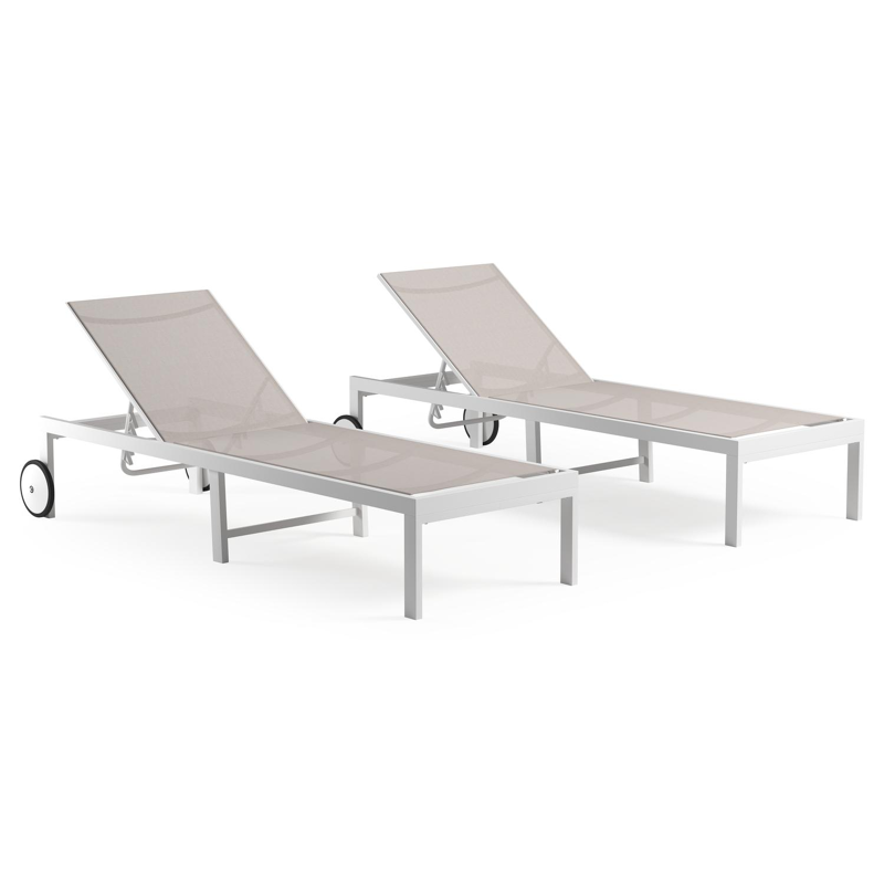 Set van 2 Alba ligbedden in wit aluminium