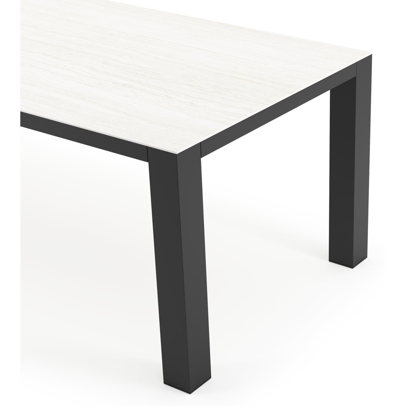 Nano tuintafel rechthoekig in zwart aluminium en volkeramiek calista - L 240 x B 100 x H 75 cm