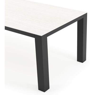 Nano tuintafel rechthoekig in zwart aluminium en volkeramiek calista - L 240 x B 100 x H 75 cm