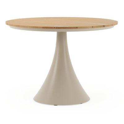 Fano tuintafel rond in beige aluminium en teak Dia. 110 x H 75 cm