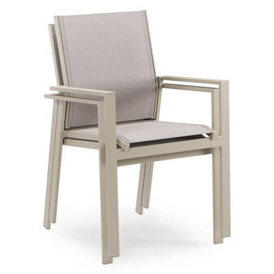 Bahia tuinset rechthoekig in beige aluminium en sintered stone beige met 6 Bahia tuinstoelen