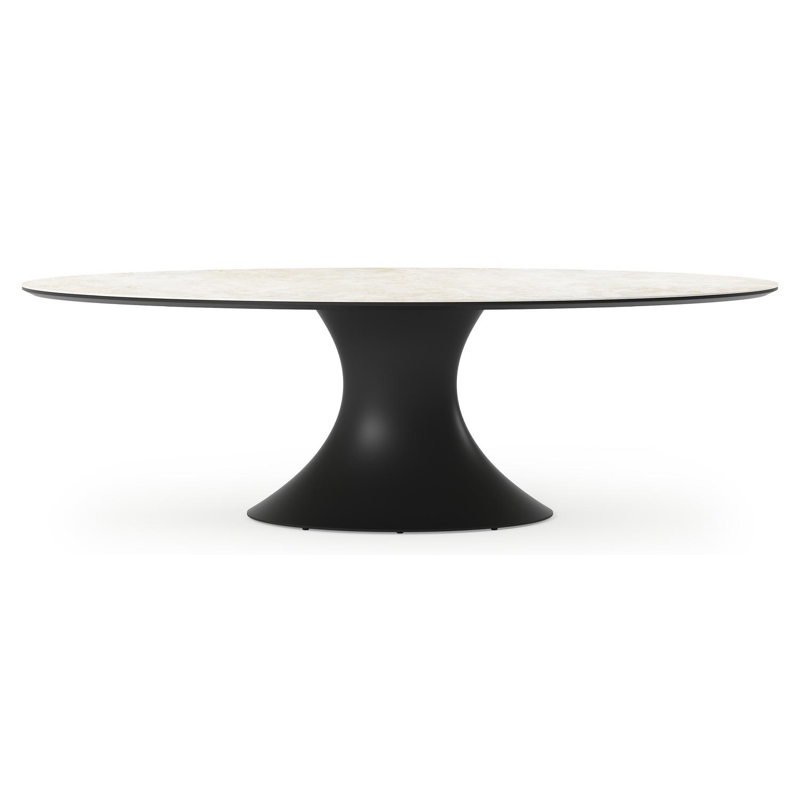 Table de jardin Fano ovale en aluminium noir et céramique pleine Rapolano Lg. 240 x Lrg. 135 cm