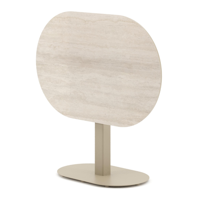 Teramo tuintafel bombo in beige aluminium en volkeramiek Travertino Bianco - L 110 x B 70 x H 73.7 cm