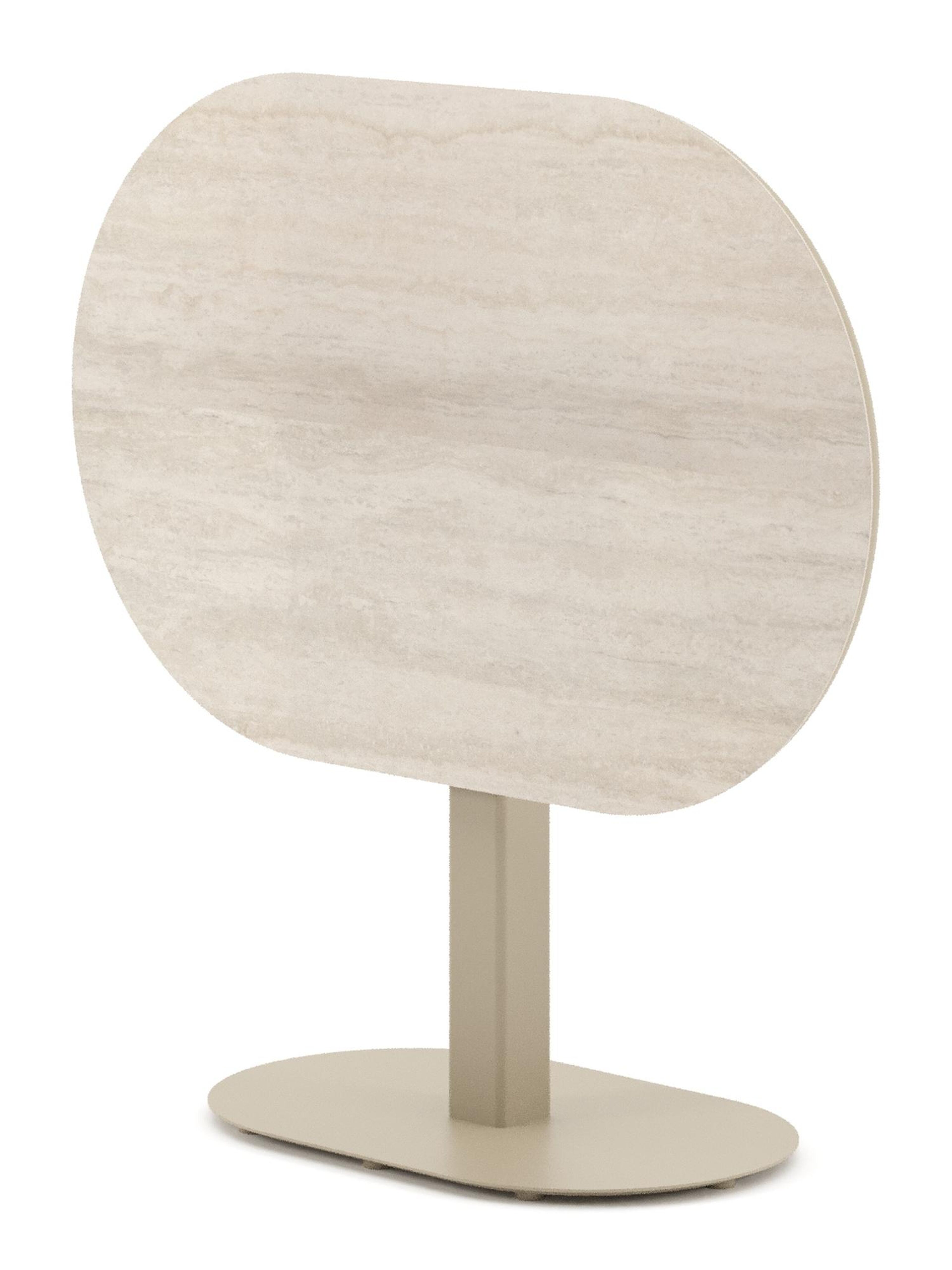 Table de jardin Teramo inclinable bombo en aluminium beige et céramique pleine Travertino Bianco - Lg. 110 x Lrg. 70 x Haut. 73.7 cm