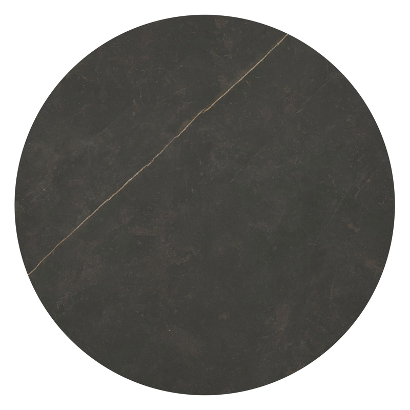 Table de basse Amico ronde en aluminium beige et céramique pleine Calatorao - Diam. 110 x Haut. 28 cm