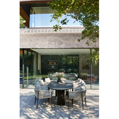 Organo tuintafel organisch in zwart aluminium en volkeramiek basalt black - L 320 x B 120 x H 74 cm