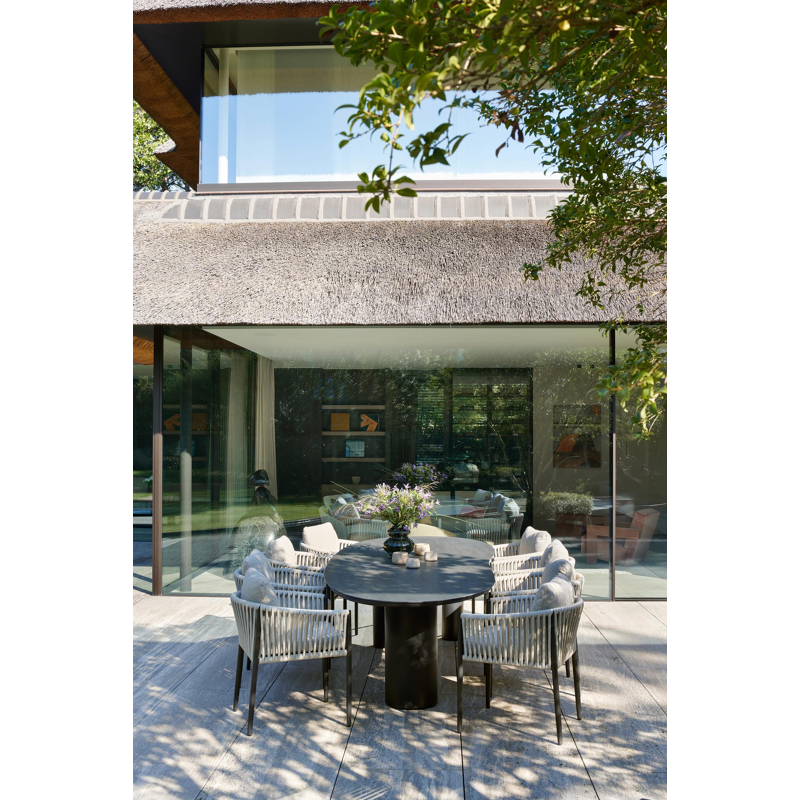 Organo tuintafel organisch in zwart aluminium en volkeramiek basalt black - L 320 x B 120 x H 74 cm