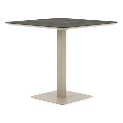 Fano kantelbare tuintafel afgerond vierkant in beige aluminium en volkeramiek Black Obsession - L 80 x B 80 x H 72.5 cm