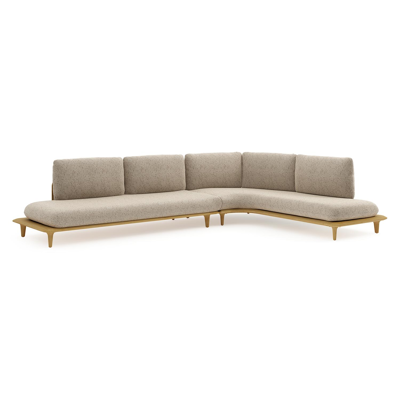 Bomero loungehoek in teak met bora jungle all weather cosytica kussen