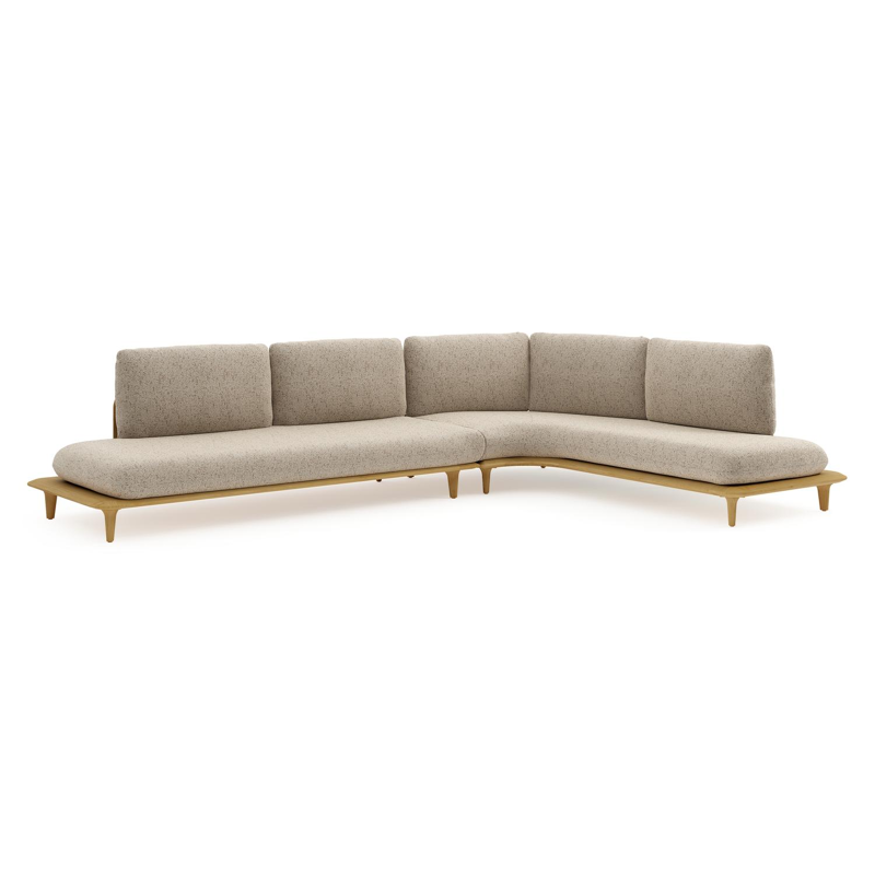 Bomero loungehoek in teak met bora jungle all weather cosytica kussen