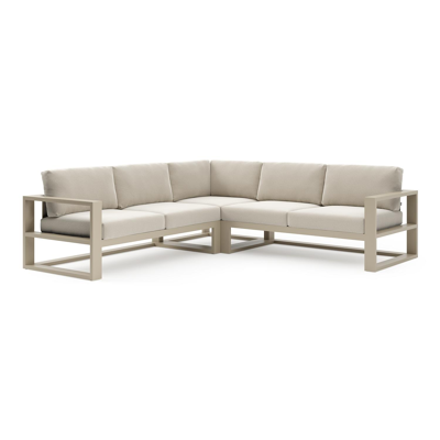 Salon de jardin d'angle Verato en aluminium beige et coussins en all weather sunbrella® luxe lopi marble