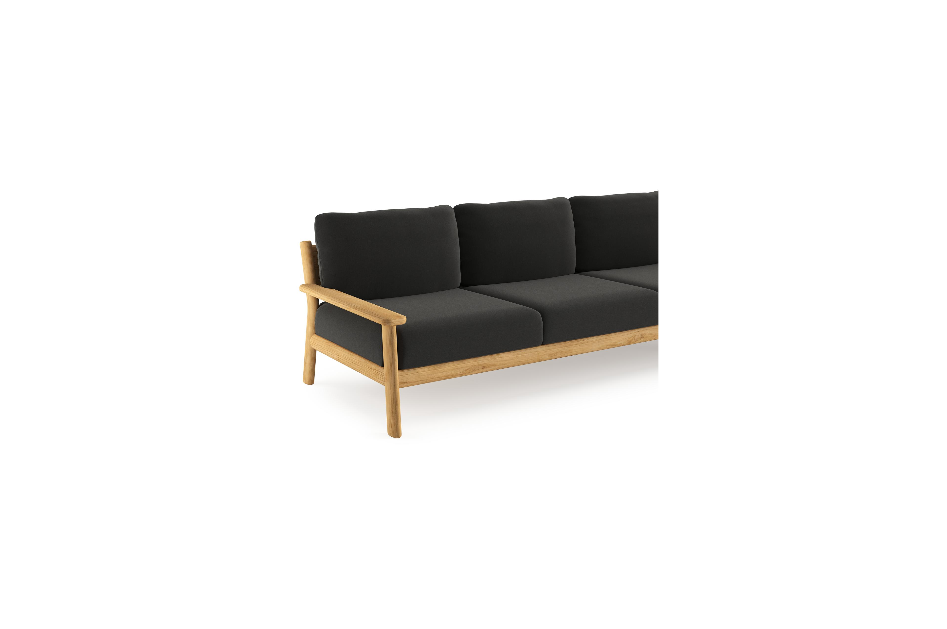 Amaro loungeset in teak met natte sooty all weather sunbrella® luxe kussen