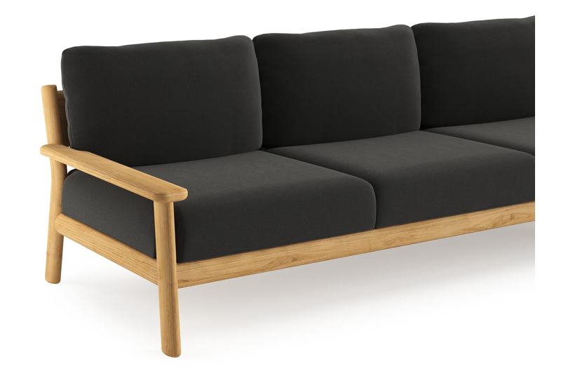 Amaro loungeset in teak met natte sooty all weather sunbrella® luxe kussen