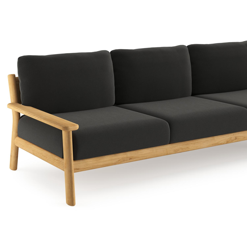 Amaro loungeset in teak met natte sooty all weather sunbrella® luxe kussen