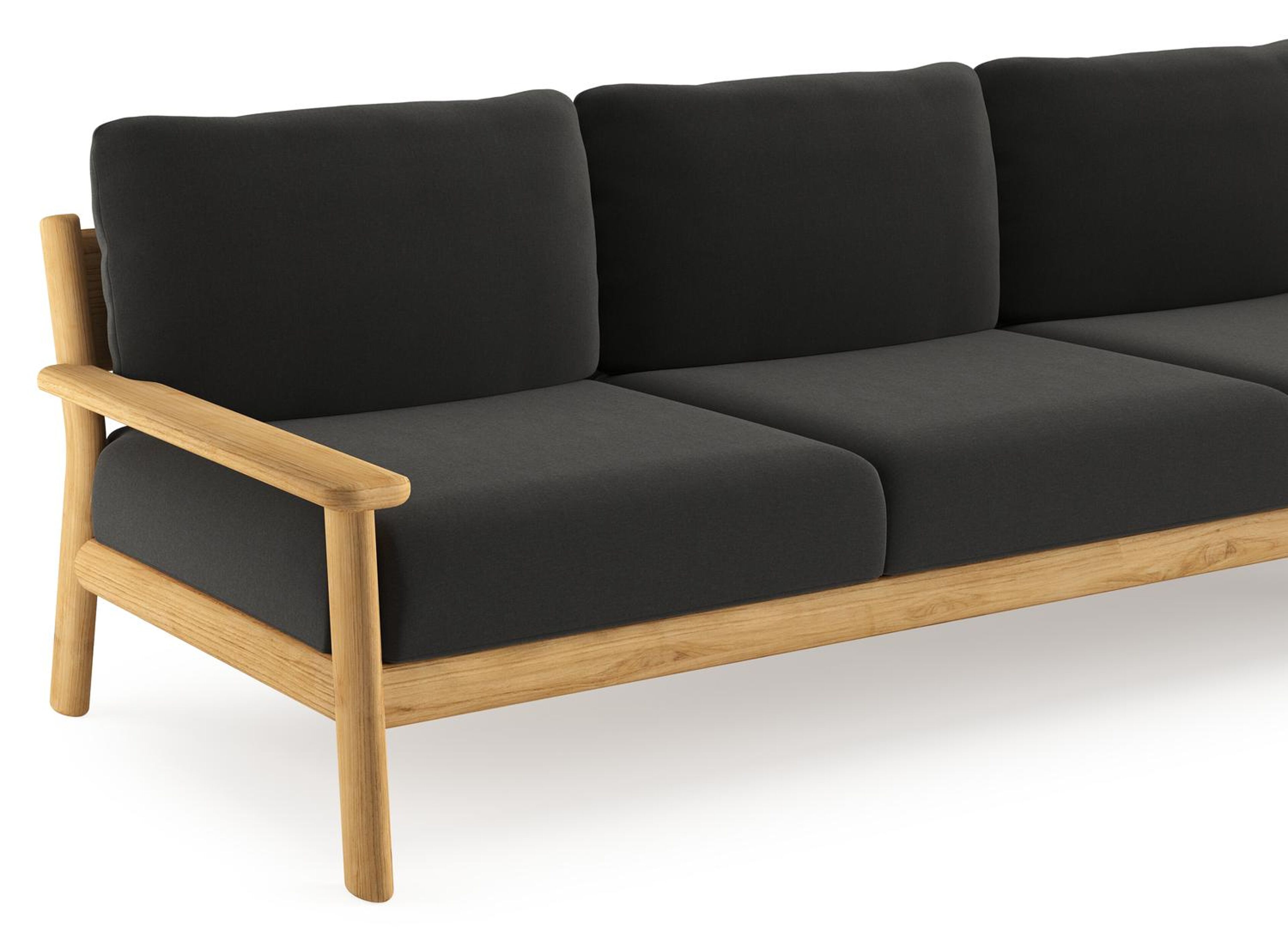 Amaro loungeset in teak met natte sooty all weather sunbrella® luxe kussen