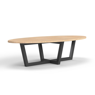 Borato tuintafel in zwart aluminium met tafelblad in teak - L 280 x B 135 cm