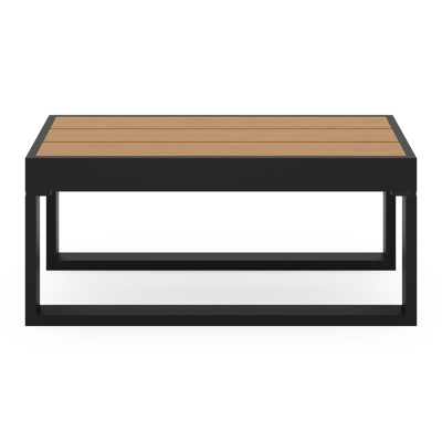 Caldela bijzettafel in zwart aluminium met polywood - L 70 x B 34 x H 31 cm