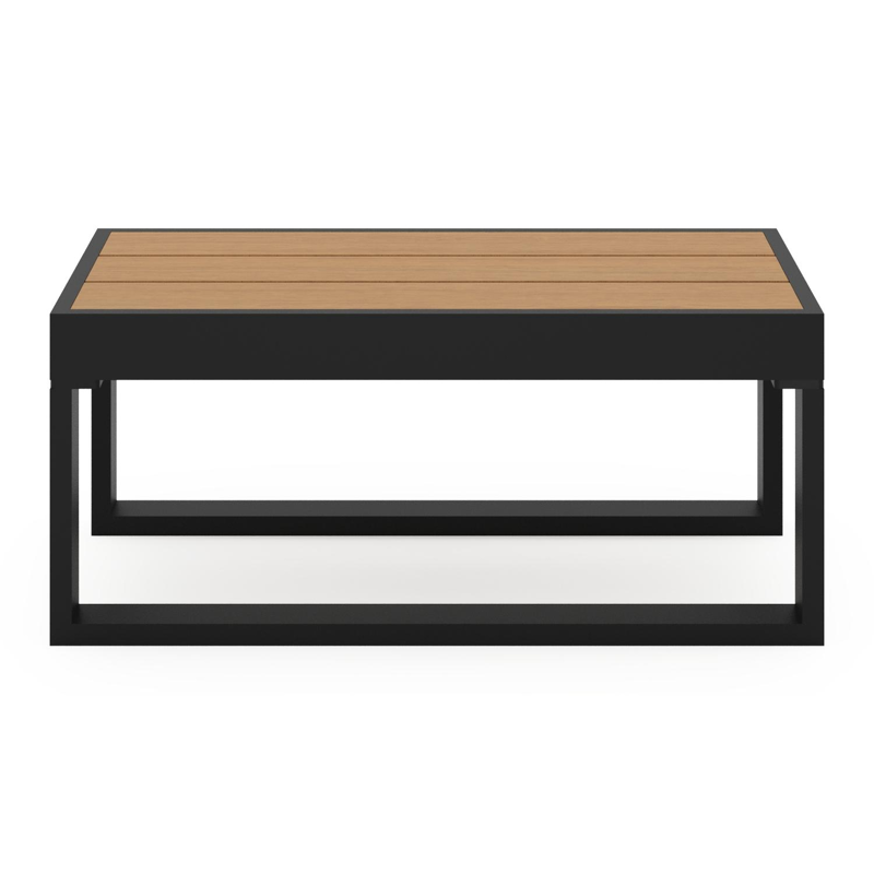 Caldela bijzettafel in zwart aluminium met polywood - L 70 x B 34 x H 31 cm