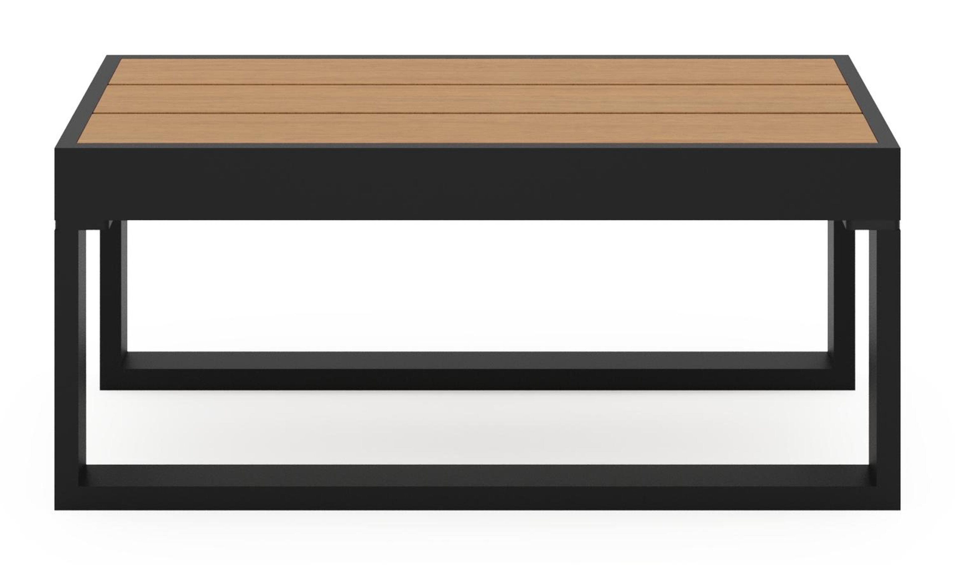 Table d'appoint Caldela en aluminium noir avec polywood - Lg. 70 x Lrg. 34 x Haut. 31 cm