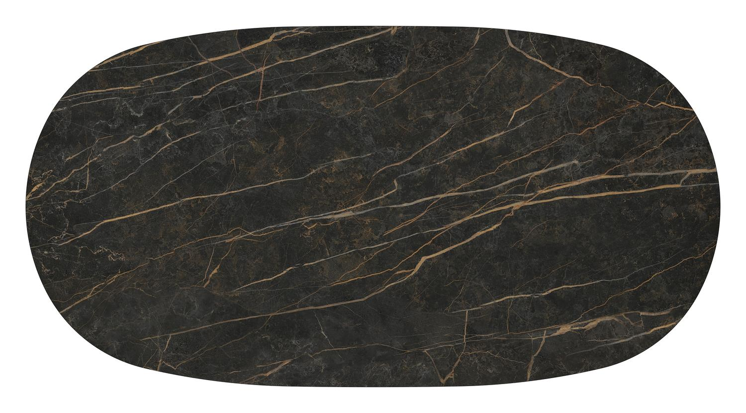 Amico loungetafel bombo in wit aluminium en volkeramiek Black Obsession - L 171 x B 89 x H 24 cm