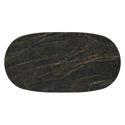 Amico loungetafel bombo in wit aluminium en volkeramiek Black Obsession - L 171 x B 89 x H 24 cm