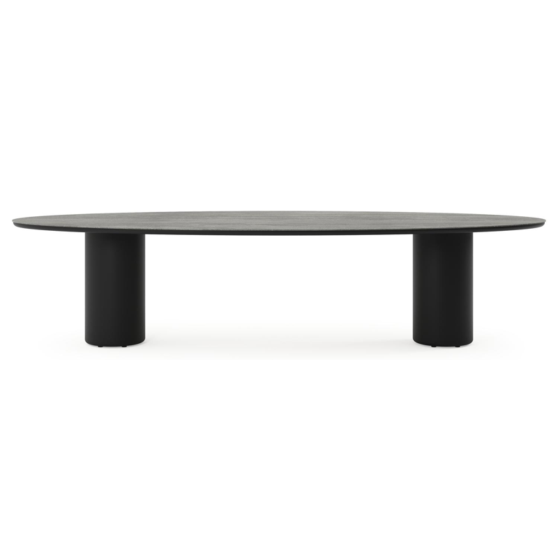 Amico tuintafel ovaal in zwart aluminium en volkeramiek Aspen Grey - L 320 x B 130 x H 73.5 cm
