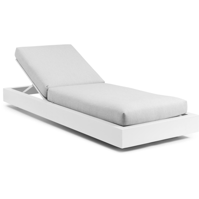 Como verstelbaar ligbed in wit aluminium met natte grey chine all weather sunbrella® luxe kussens