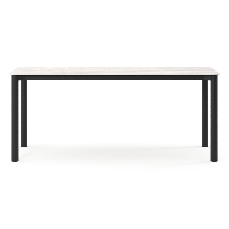 Orso tuintafel rechthoekig afgerond in zwart aluminium en volkeramiek Taj Mahal - L 200 x B 80 x H 74.5 cm