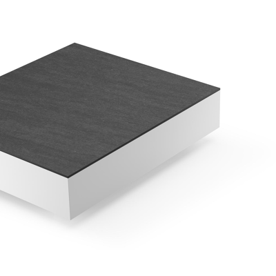 Como loungetafel rechthoekig in wit aluminium en volkeramiek Basalt Black - L 70 x B 80 x H 20 cm