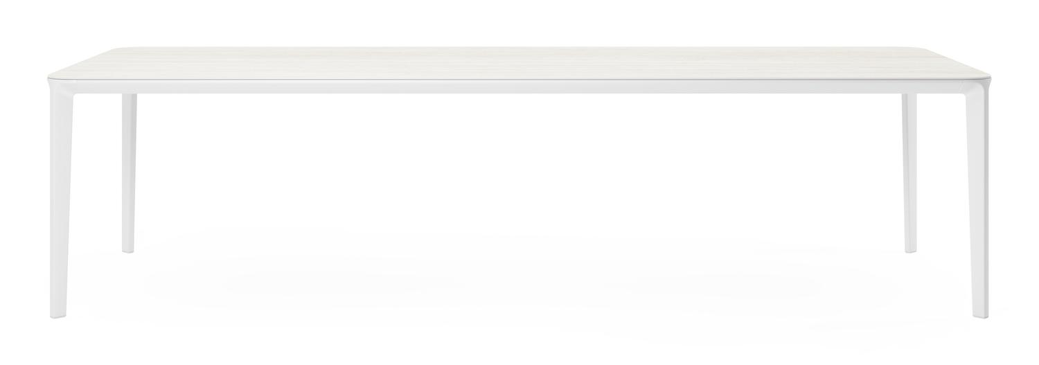 Urbino tuintafel rechthoekig afgerond in wit aluminium en volkeramiek calista - L 290 x B 110 x H 74 cm