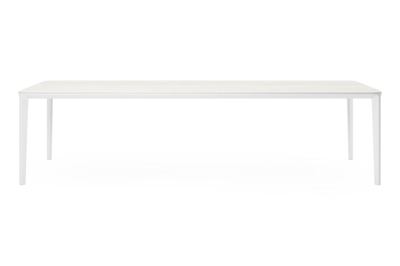 Urbino tuintafel rechthoekig afgerond in wit aluminium en volkeramiek calista - L 290 x B 110 x H 74 cm