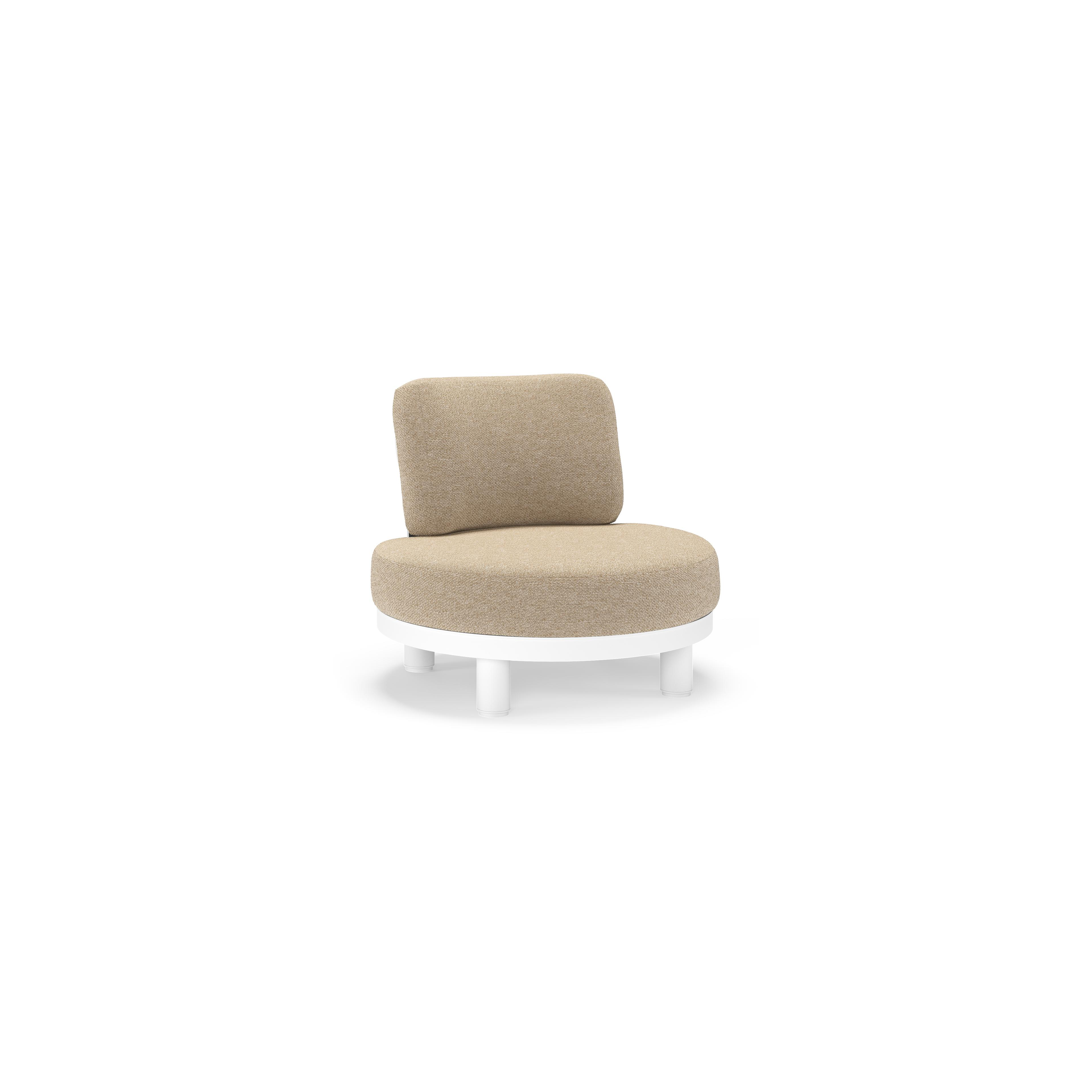 Donato loungestoel in wit aluminium met all weather cosytica Madagascar Oak kussen