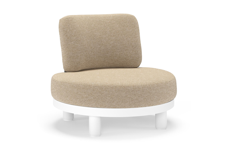 Donato loungestoel in wit aluminium met all weather cosytica Madagascar Oak kussen